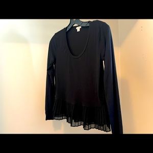 J crew black long sleeve shirt with pleating